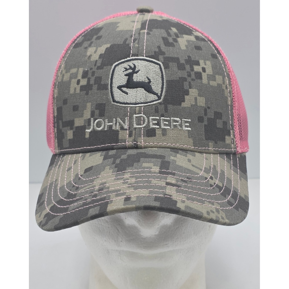 John Deere Trucker Hat Pink Mesh Digital Camo Camouflage Snapback Cap Tractor